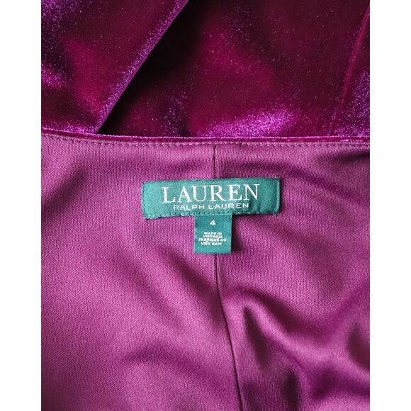 Pre Loved Ralph Lauren Vintage Velvet Wrap Dress Women purple Dresses - Picture 4 of 8